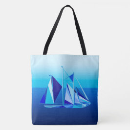 Modern Geometric Sailboat / Yacht, Cobalt Blue Tote Bag