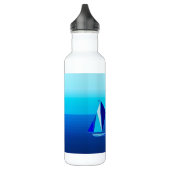 Modern Geometric Sailboat / Yacht, Cobalt Blue Waterfles (Links)