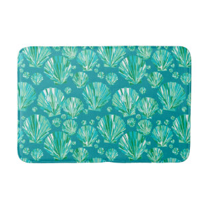 Modern Geometric Seashells, Aqua en Turquoise Badmat