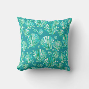 Modern Geometric Seashells, Aqua en Turquoise Buitenkussen