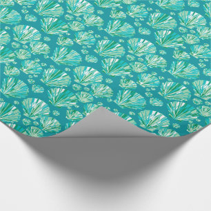 Modern Geometric Seashells, Aqua en Turquoise Cadeaupapier