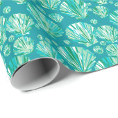 Modern Geometric Seashells, Aqua en Turquoise Cadeaupapier (Rol Hoek)