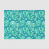 Modern Geometric Seashells, Aqua en Turquoise Tissuepapier (Voorkant)