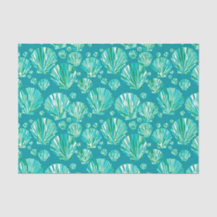 Modern Geometric Seashells, Aqua en Turquoise Tissuepapier