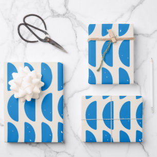 Modern Geometric Shapes Pattern in Blue Inpakpapier Vel