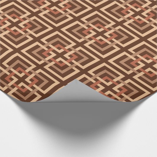 Modern Geometric Squares, Chocolate Brown and Tan Cadeaupapier (Hoek)