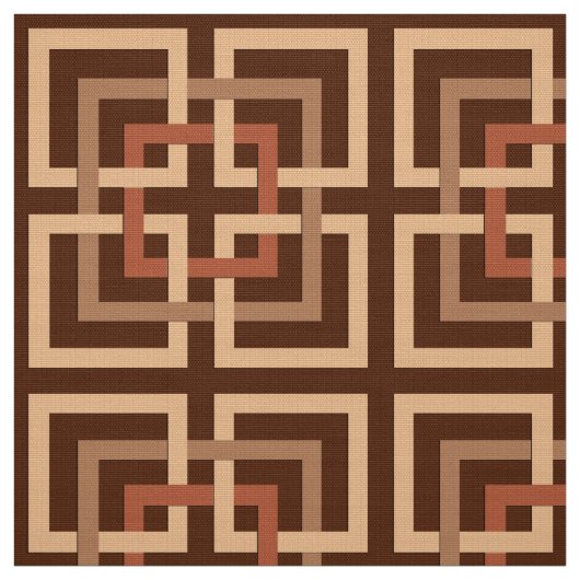 Modern Geometric Squares, Chocolate Brown and Tan Stof (Swatch)