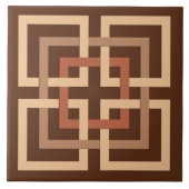 Modern Geometric Squares, Chocolate Brown and Tan Tegeltje (Voorkant)