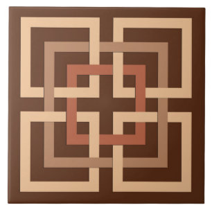 Modern Geometric Squares, Chocolate Brown and Tan Tegeltje