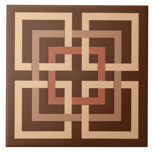 Modern Geometric Squares, Chocolate Brown and Tan Tegeltje (Voorkant)