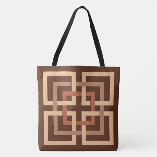 Modern Geometric Squares, Chocolate Brown and Tan Tote Bag (Voorkant)