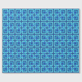 Modern Geometric Squares, Cobalt and Sky Blue Cadeaupapier (Vlak)