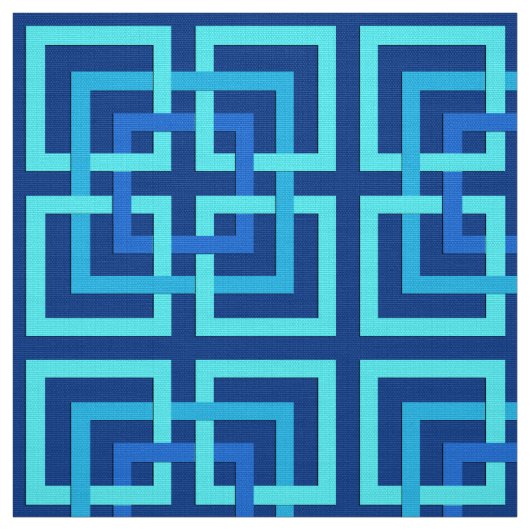 Modern Geometric Squares, Cobalt and Sky Blue Stof (Swatch)