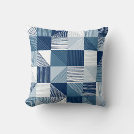 Modern Geometric Squares & Lines, Navy Blue Kussen