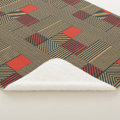 Modern Geometric Stripe Pattern in Red and Tan Sherpa Deken (3/4)