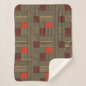 Modern Geometric Stripe Pattern in Red and Tan Sherpa Deken (Voorkant)