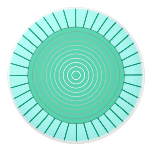 Modern Geometric Sunburst - Aqua en Seafoam Green Keramische Knop (Voorkant)