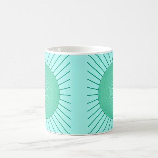 Modern Geometric Sunburst - Aqua en Seafoam Green Koffiemok (Center)