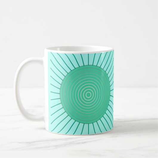 Modern Geometric Sunburst - Aqua en Seafoam Green Koffiemok (Links)