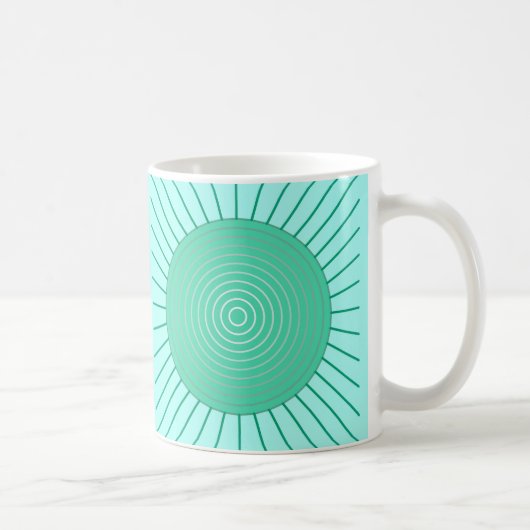 Modern Geometric Sunburst - Aqua en Seafoam Green Koffiemok (Rechts)