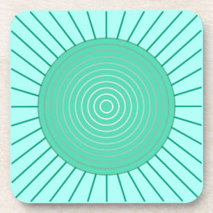 Modern Geometric Sunburst - Aqua en Seafoam Green Onderzetter