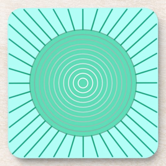 Modern Geometric Sunburst - Aqua en Seafoam Green Onderzetter (Voorkant)