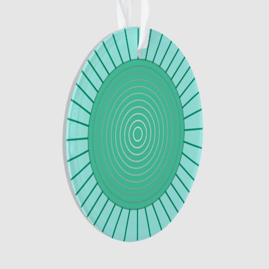 Modern Geometric Sunburst - Aqua en Seafoam Green Ornament (voorkant)