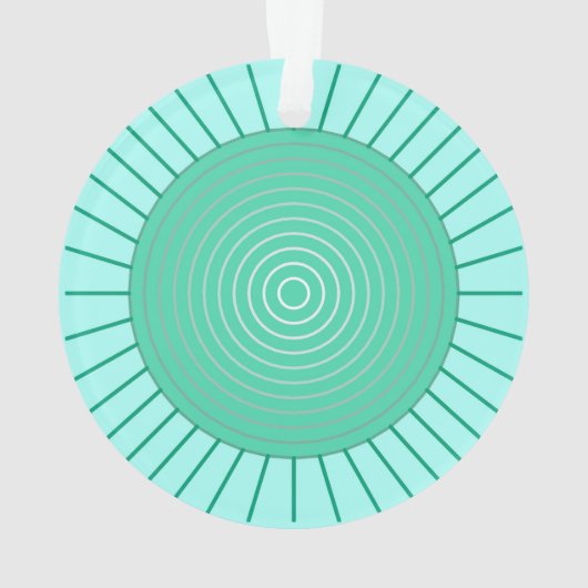 Modern Geometric Sunburst - Aqua en Seafoam Green Ornament (achterkant)