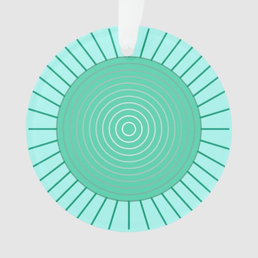 Modern Geometric Sunburst - Aqua en Seafoam Green Ornament (voorkant)