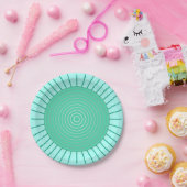 Modern Geometric Sunburst - Aqua en Seafoam Green Papieren Bordje (Feest)