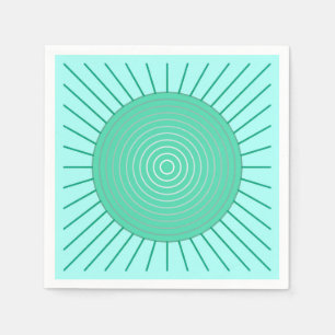 Modern Geometric Sunburst - Aqua en Seafoam Green Servet