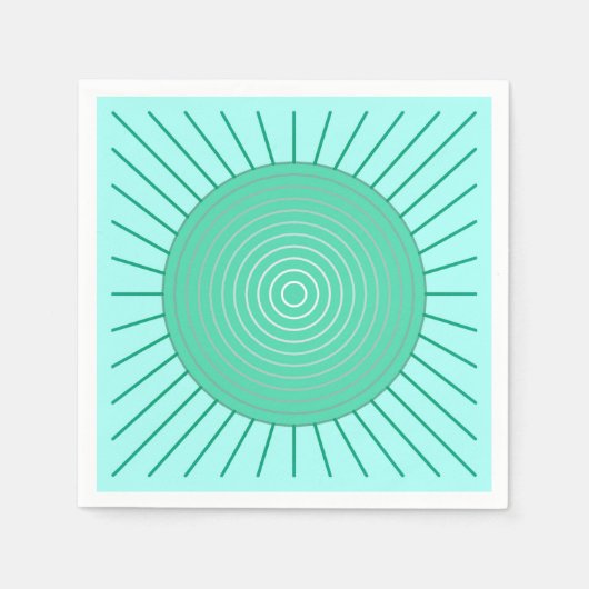 Modern Geometric Sunburst - Aqua en Seafoam Green Servet (Voorkant)