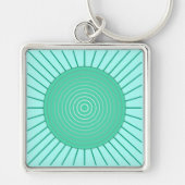 Modern Geometric Sunburst - Aqua en Seafoam Green Sleutelhanger (Voorkant)