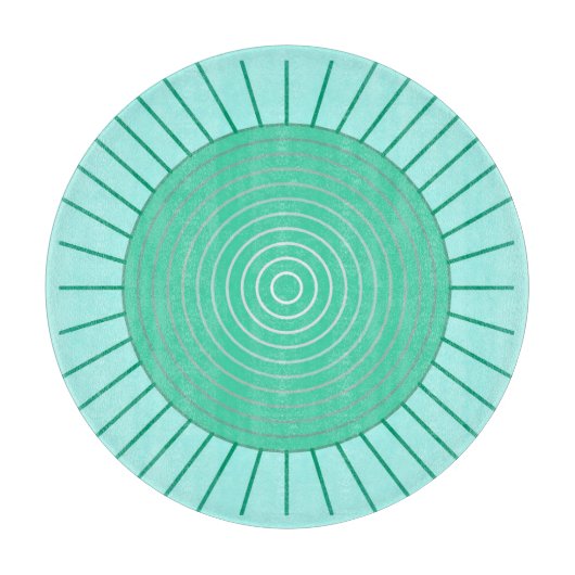 Modern Geometric Sunburst - Aqua en Seafoam Green Snijplank (Voorkant)