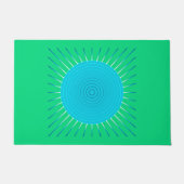 Modern Geometric Sunburst, Blue en Jade Green Deurmat (Voorkant)