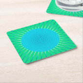 Modern Geometric Sunburst - Blue en Jade Green Kartonnen Onderzetters (Schuin)