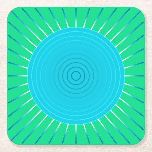 Modern Geometric Sunburst - Blue en Jade Green Kartonnen Onderzetters (Voorkant)