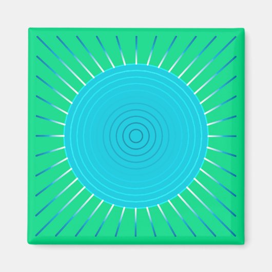 Modern Geometric Sunburst - Blue en Jade Green Magneet (Voorkant)