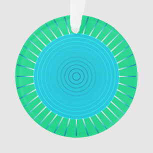 Modern Geometric Sunburst - Blue en Jade Green Ornament