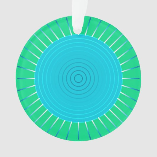 Modern Geometric Sunburst - Blue en Jade Green Ornament (voorkant)