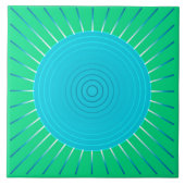 Modern Geometric Sunburst - Blue en Jade Green Tegeltje (Voorkant)