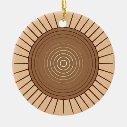Modern Geometric Sunburst - Bruin en Tan Keramisch Ornament (Voorkant)