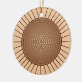 Modern Geometric Sunburst - Bruin en Tan Keramisch Ornament (Links)
