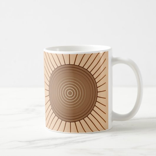 Modern Geometric Sunburst - Bruin en Tan Koffiemok (Rechts)