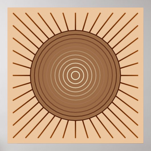 Modern Geometric Sunburst - Bruin en Tan Poster (Voorkant)