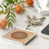 Modern Geometric Sunburst - Bruin en Tan Sleutelhanger (Zijkant)