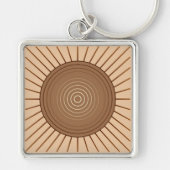 Modern Geometric Sunburst - Bruin en Tan Sleutelhanger (Voorkant)