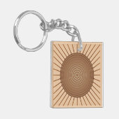 Modern Geometric Sunburst - Bruin en Tan Sleutelhanger (Voorkant Links)