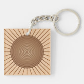 Modern Geometric Sunburst - Bruin en Tan Sleutelhanger (Achterkant)