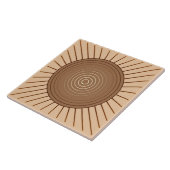 Modern Geometric Sunburst - Bruin en Tan Tegeltje (Zijkant)